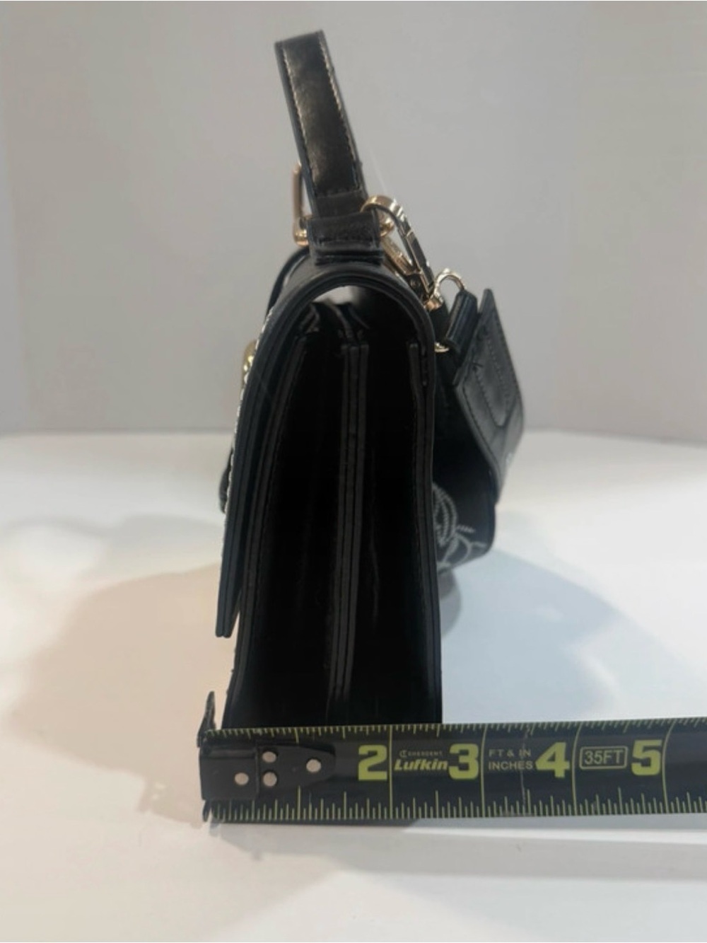 Boutique Black White Embroidered Floral Crossbody Purse Boho Western Satchel - Picture 9 of 10